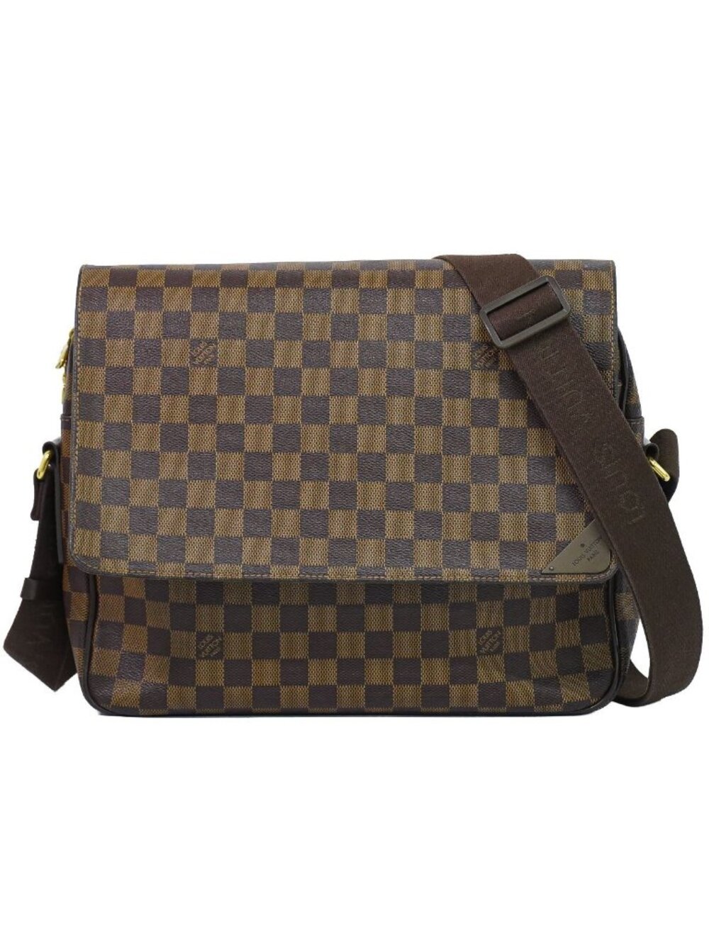 Louis Vuitton LV Shelton MM Damier Ebene Shoulder Bag Brown